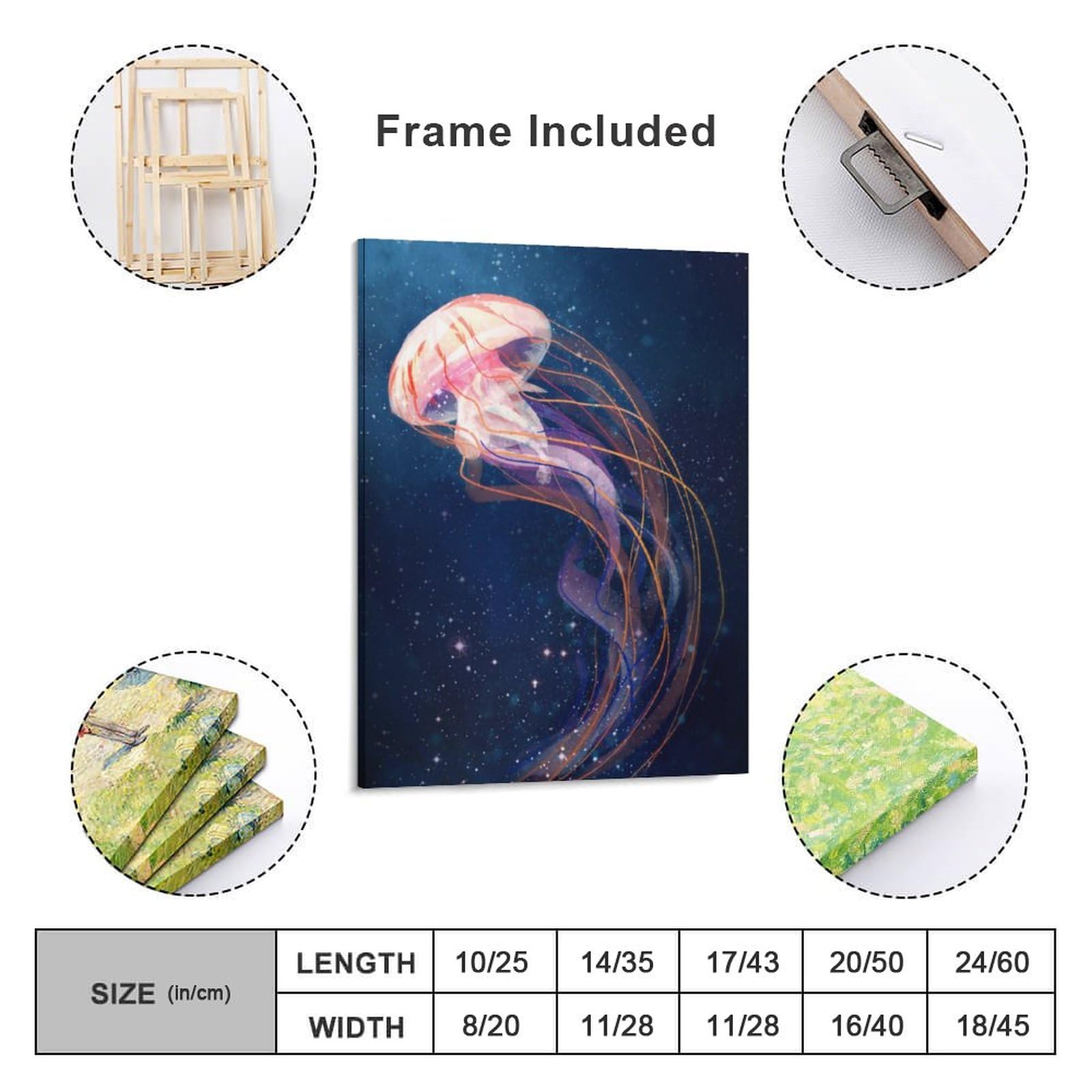 Amazon.co.jp: 絵画 星の中のクラゲインテリア 絵画 ファンタジー